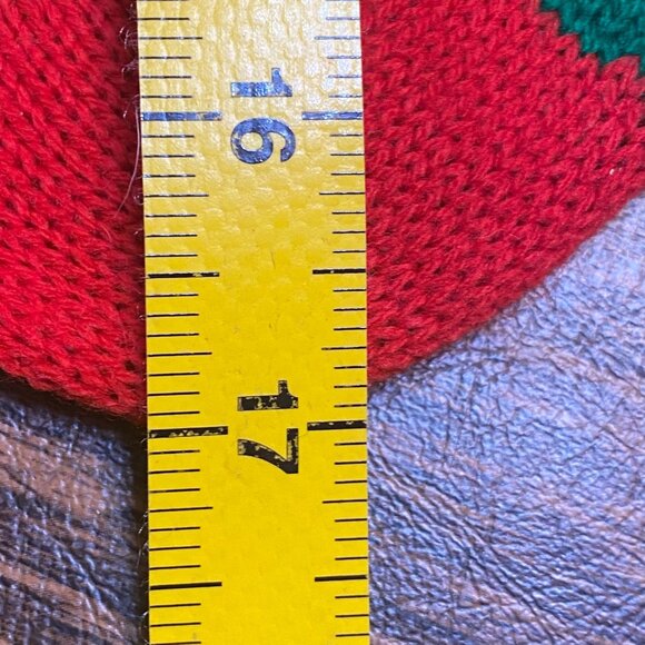 Vtg Knit Christmas Stocking Teddy Bear & ABC Blocks Design 17"x5" Holiday - Picture 5 of 6